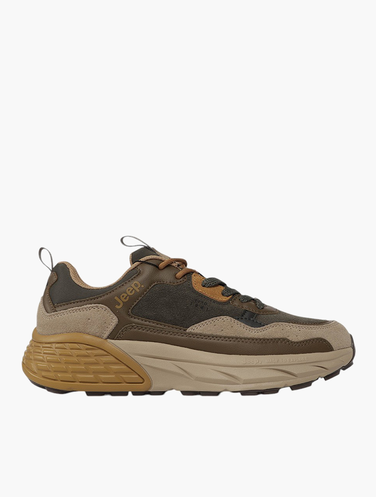木下 MyRunway | Shop Jeep Olive Brown Groove Lace-Up Sneakers for Men